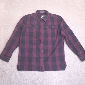 G-Star Raw Correct Flannel Shirt Mens XL Dark Navy Purple Plaid Pearl Snap‎